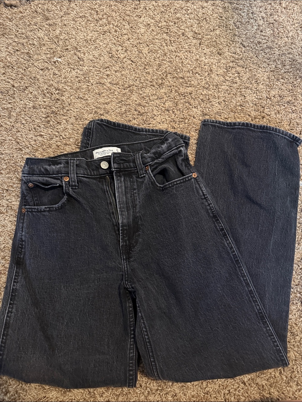 High-Waisted Black Abercrombie Wide-Leg Jeans
